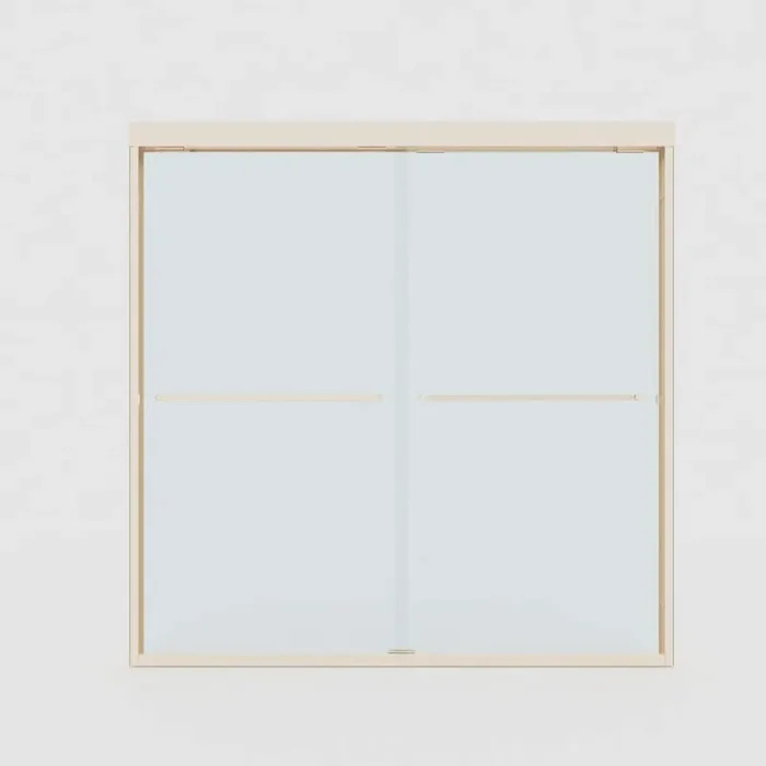Vitrium 60 in. W x 56 in. H Sliding Semi-Frameless Tub Door in Brushed Nickel with Clear Glass and Handles