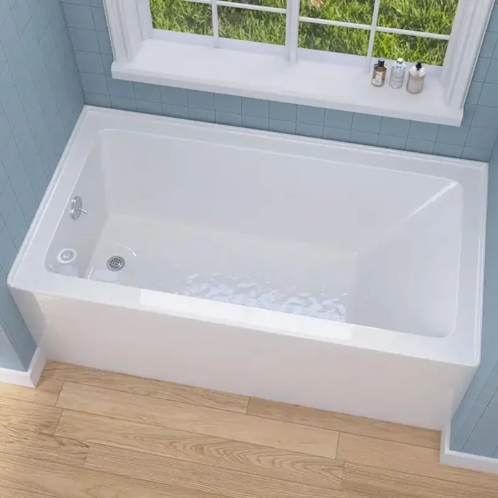 Vub 60 in. x 32 in. Alcove Soaking Bathtub with Left Drain Hole Rectangular Apron Skirt Acrylic Tub in White