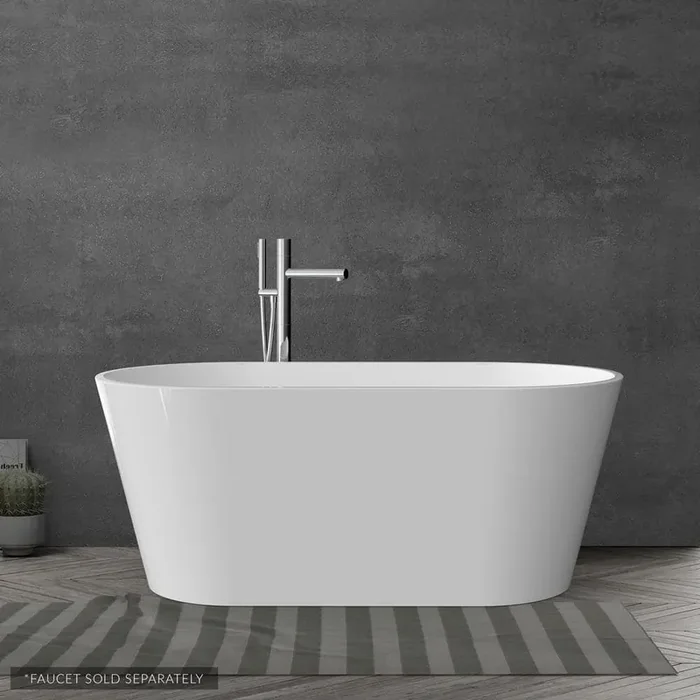 W-I-D-E Roselle 67 in. x 31 in. Acrylic Oval Freestanding Soaking Bathtub with Center Drain in White
