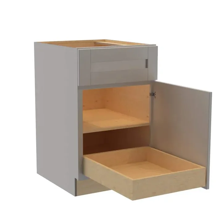 Washington Veiled Gray Plywood Shaker Assembled Base Kitchen Cabinet FH 1 ROT Sft Cls R 21 in W x 24 in D x 34.5 in H