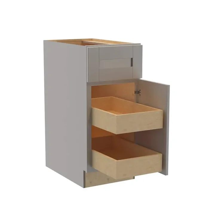 Washington Veiled Gray Plywood Shaker Assembled Base Kitchen Cabinet FH 2 ROT Sft Cls R 15 in W x 24 in D x 34.5 in H