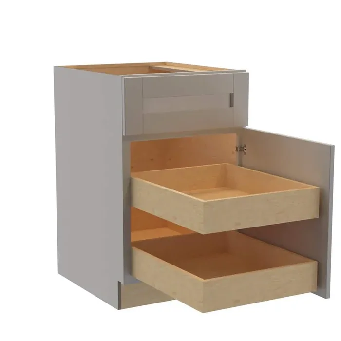 Washington Veiled Gray Plywood Shaker Assembled Base Kitchen Cabinet FH 2 ROT Sft Cls R 21 in W x 24 in D x 34.5 in H