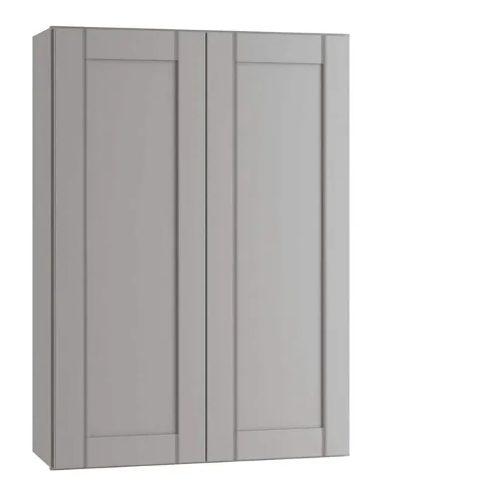 Washington Veiled Gray Plywood Shaker Assembled Wall Kitchen Cabinet 3 Shelves Soft Close 24 in W x 12 in D x 36 in H