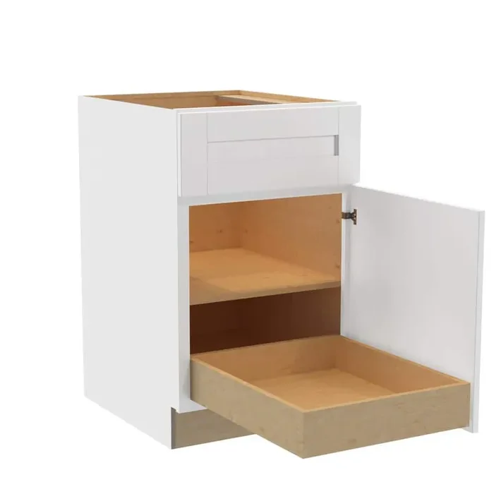 Washington Vesper White Plywood Shaker Assembled Base Kitchen Cabinet FH 1 ROT Sft Cls R 21 in W x 24 in D x 34.5 in H