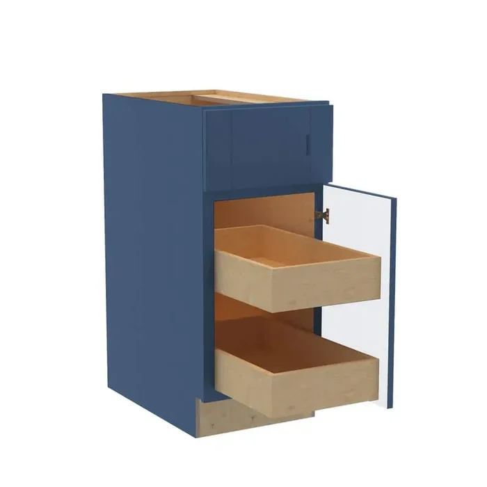 Washington Vessel Blue Plywood Shaker Assembled Base Kitchen Cabinet Soft Close 12 in W x 24 in D x 34.5 in H