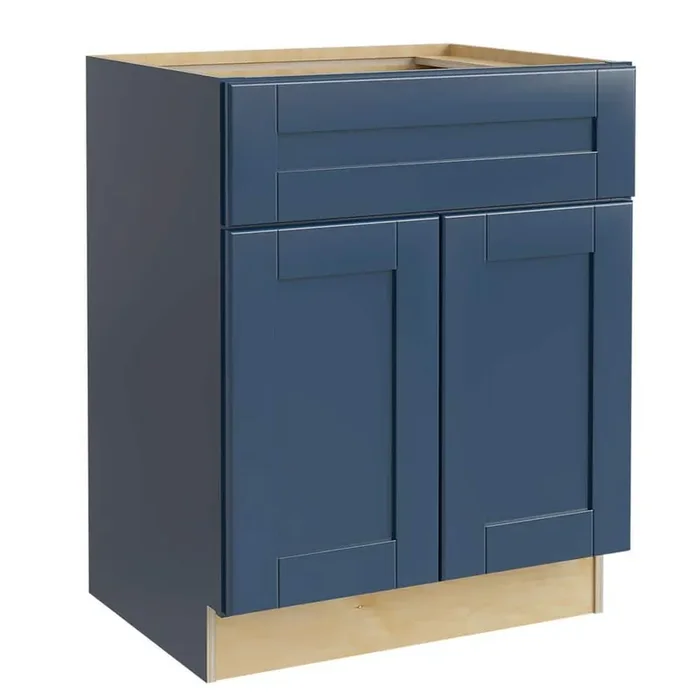 Washington Vessel Blue Plywood Shaker Assembled Vanity Sink Base Kitchen Cabinet Sft Cls 27 in W x 21 in D x 34.5 in H