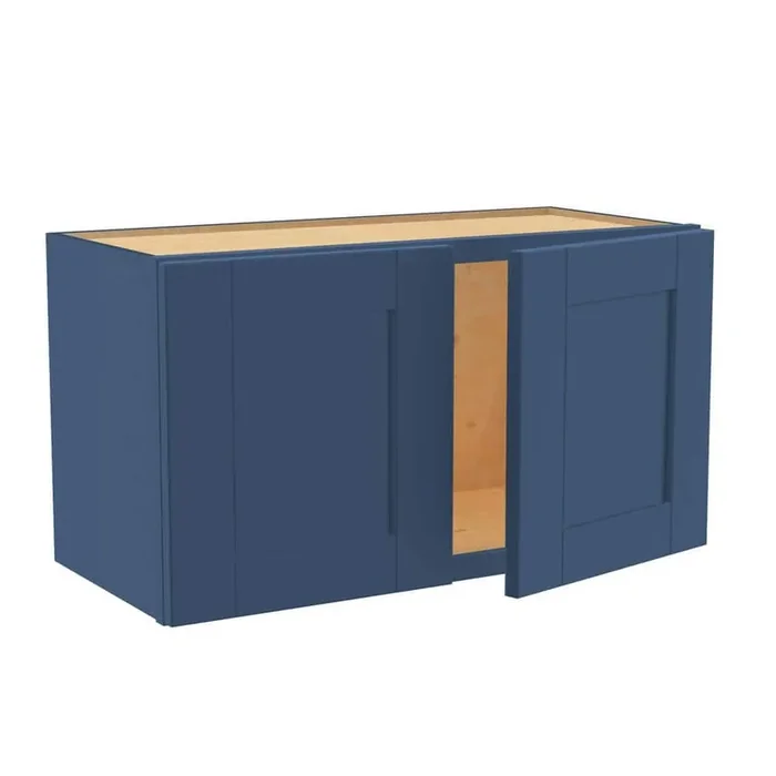 Washington Vessel Blue Plywood Shaker Stock Assembled Wall Kitchen Cabinet 12 in. x 15 in. x 24 in. Soft Close