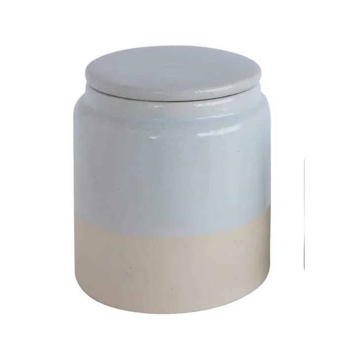 White Stoneware Glazed Canister