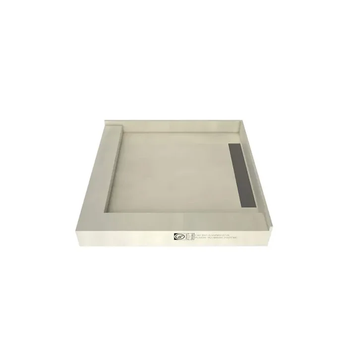 WonderFall Trench 48 in. x 48 in. Double Threshold Shower Base with Right Drain and Tileable Trench Grate