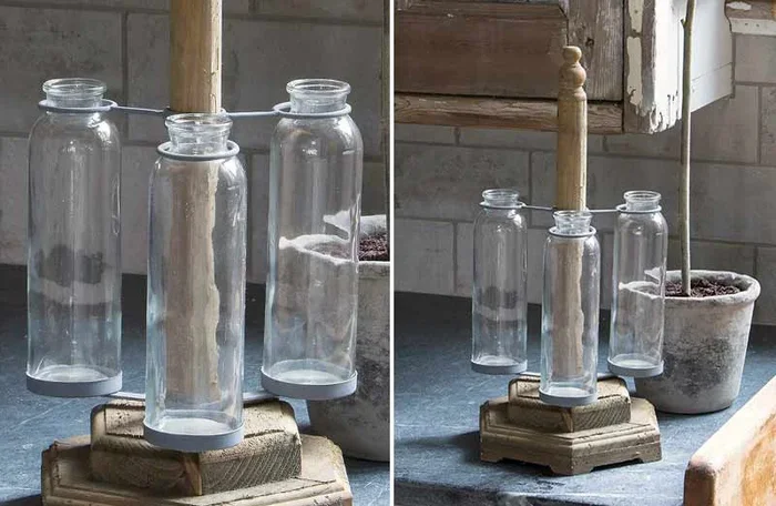 Wood and Glass Tube Planter – Vintage Farmhouse – Decor Steals