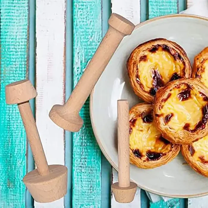 Wooden Tart Tamper Set, Double Side Pie Pastry Dough Tamper, Egg Tart Pan Mold DIY Cake Pastry Baking Tool (3-Pack)