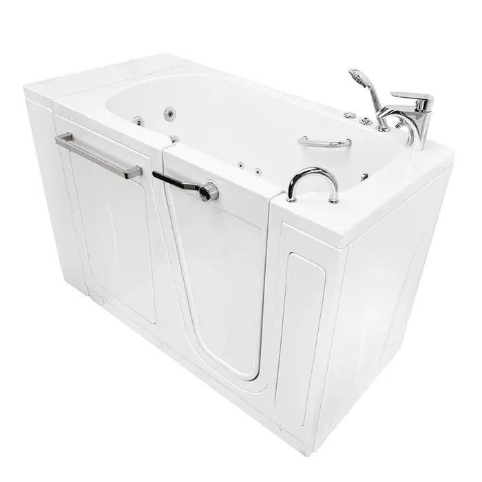 Zen 52 in. x 29.50 in. Acrylic Right Drain Walk-In Whirlpool Bathtub in White, Right Inward Swing Door, 2 Piece Faucet